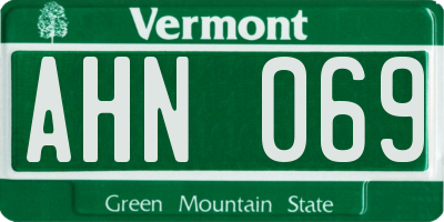 VT license plate AHN069