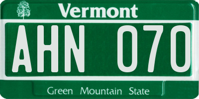 VT license plate AHN070