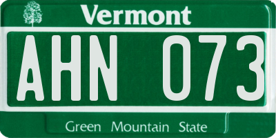 VT license plate AHN073