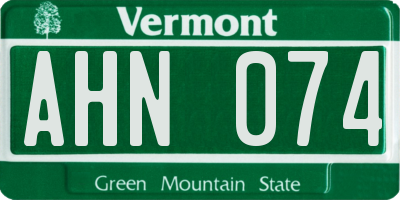 VT license plate AHN074