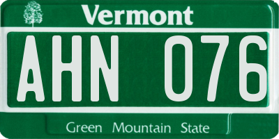 VT license plate AHN076