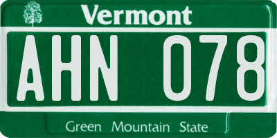 VT license plate AHN078