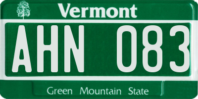 VT license plate AHN083