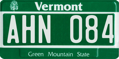 VT license plate AHN084