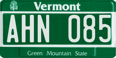 VT license plate AHN085