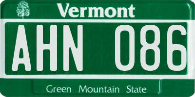 VT license plate AHN086