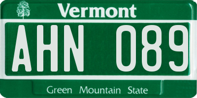 VT license plate AHN089