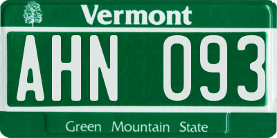 VT license plate AHN093