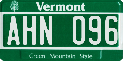 VT license plate AHN096