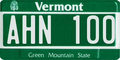 VT license plate AHN100