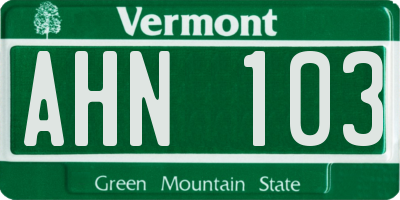 VT license plate AHN103