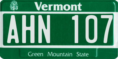 VT license plate AHN107