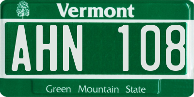 VT license plate AHN108