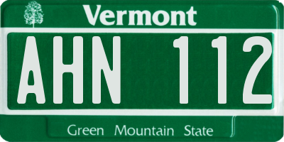 VT license plate AHN112