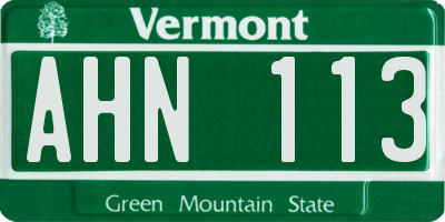 VT license plate AHN113