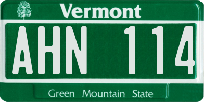 VT license plate AHN114