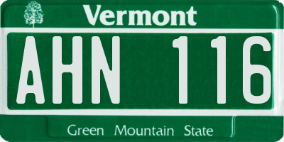 VT license plate AHN116