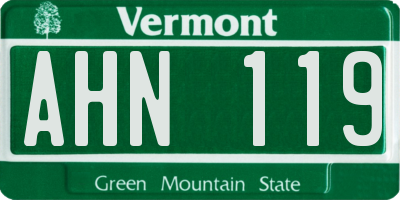 VT license plate AHN119