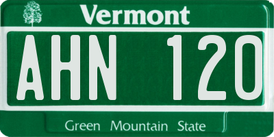 VT license plate AHN120