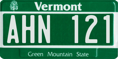 VT license plate AHN121