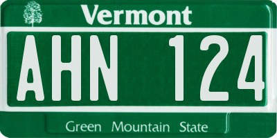 VT license plate AHN124