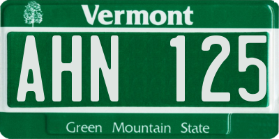 VT license plate AHN125