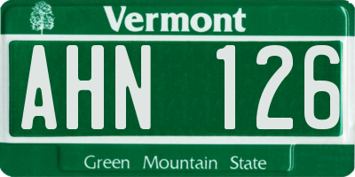 VT license plate AHN126