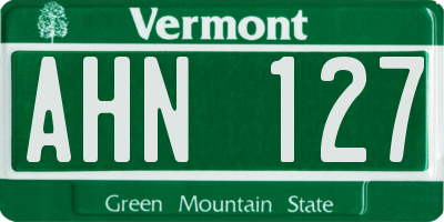 VT license plate AHN127