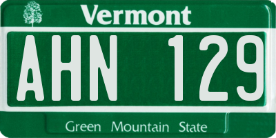 VT license plate AHN129