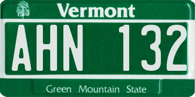 VT license plate AHN132