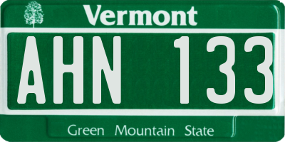 VT license plate AHN133