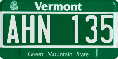 VT license plate AHN135