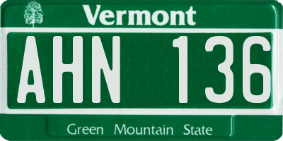 VT license plate AHN136