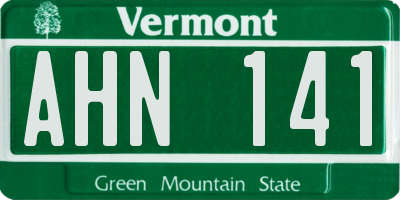 VT license plate AHN141