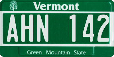 VT license plate AHN142