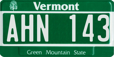 VT license plate AHN143