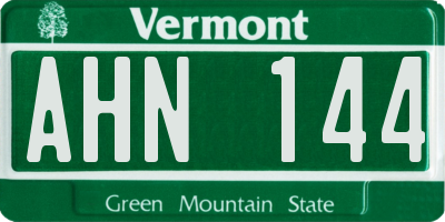 VT license plate AHN144