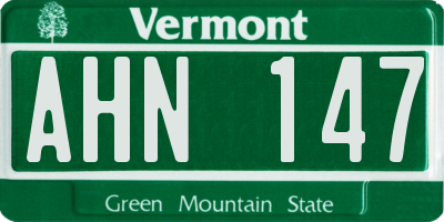 VT license plate AHN147