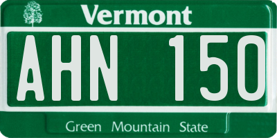 VT license plate AHN150