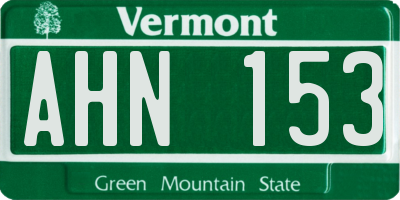 VT license plate AHN153