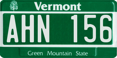 VT license plate AHN156