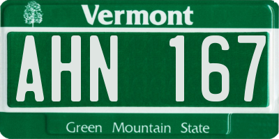 VT license plate AHN167