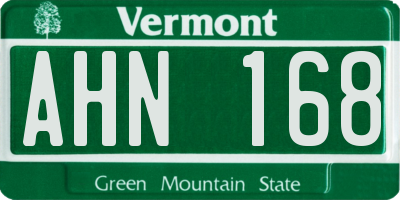 VT license plate AHN168
