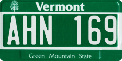 VT license plate AHN169