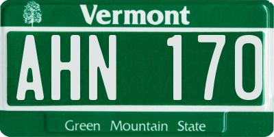 VT license plate AHN170