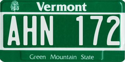 VT license plate AHN172