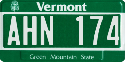 VT license plate AHN174