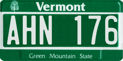 VT license plate AHN176