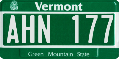 VT license plate AHN177