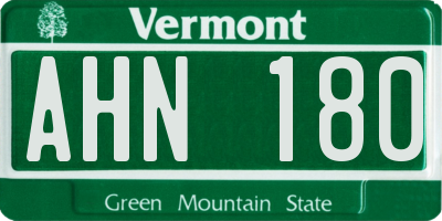 VT license plate AHN180